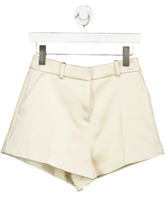 River Island Cream Bonded Satin High Waisted Shorts UK 6