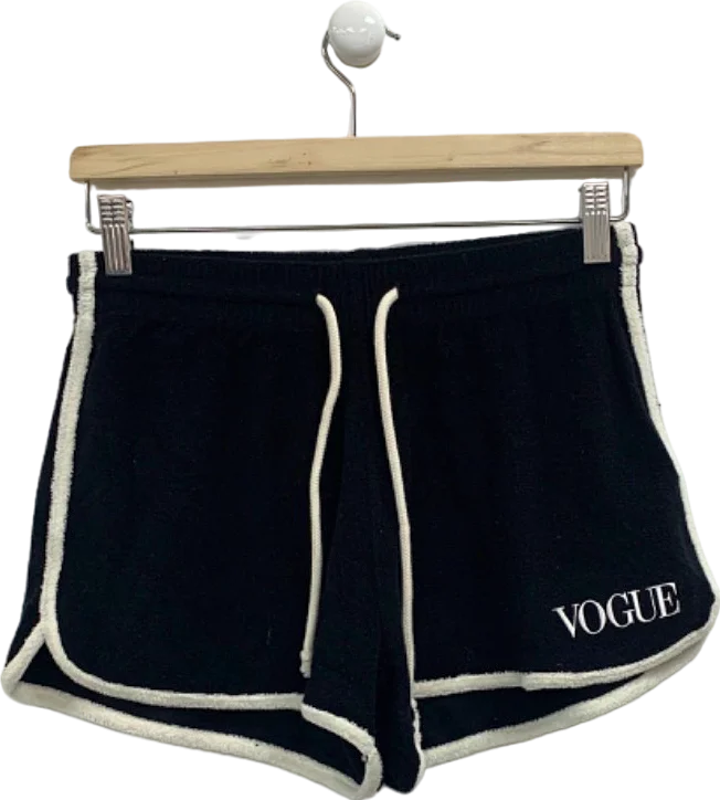 British Vogue Black Terry Shorts UK S