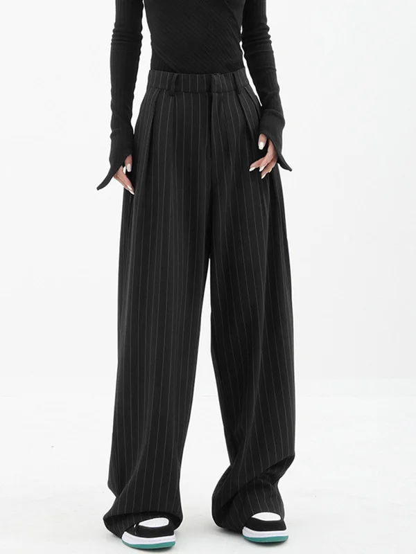 BerryBetty - Baggy Pinstripe Wide Leg Dress Pants