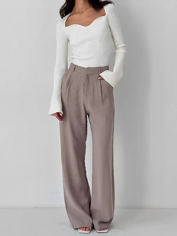 BerryBetty - Business Casual Pleat Wide Leg Dress Pants