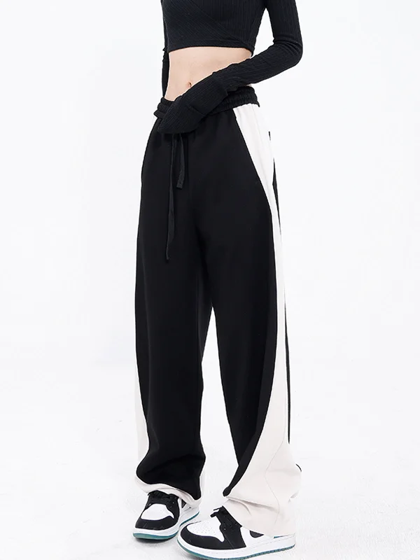 BerryBetty - Drawstring Two Tone Baggy Wide Leg Pants