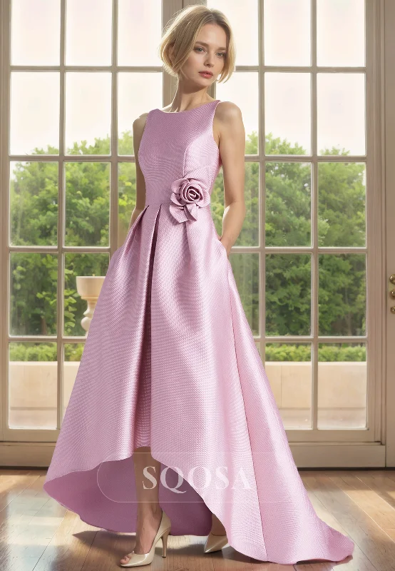 A Line Bateau Pink Elegant Mother of the Bride Dress Open Back Cocktail Dress