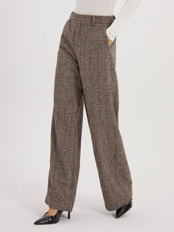 BerryBetty - Glen Plaid Wide Leg Pants