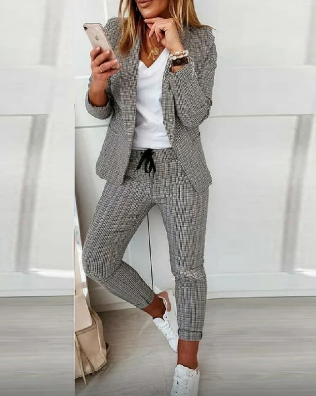 BerryBetty - Plaid Comfortable Casual Women's Suit