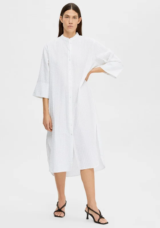 Selected Femme Rosalia Midi Shirt Dress, Snow White