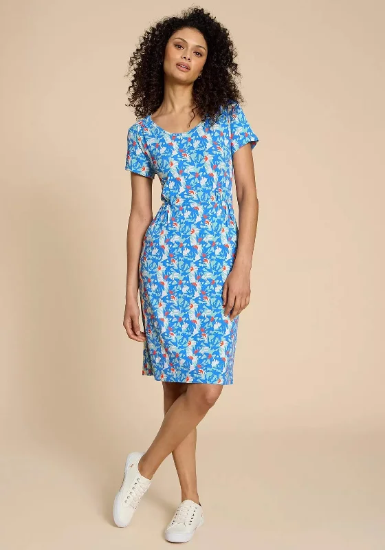 White Stuff Tallie Eco Vero Jersey Dress, Teal Print