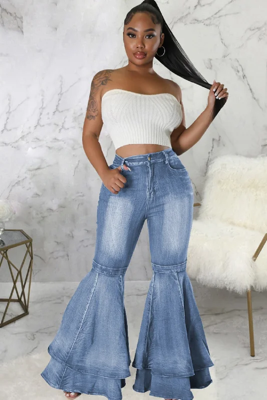 BerryBetty - Tiered Flares High Rise Jeans