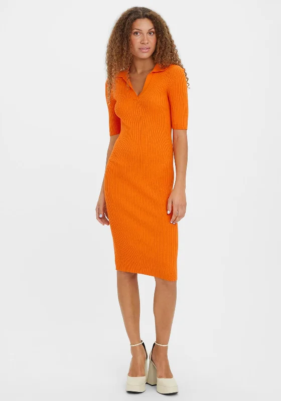 Vero Moda Holly Ribbed Knit Dress, Scarlet Ibis