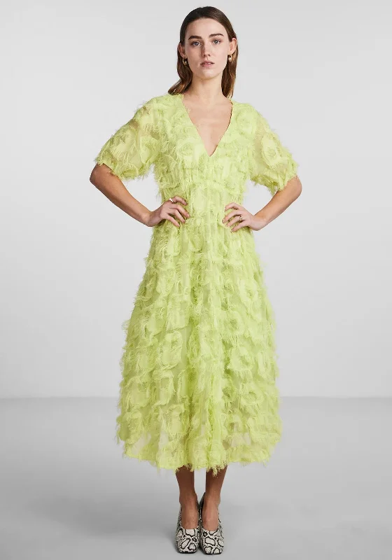 Y.A.S Pazylla Feathered A Line Dress, Opaline Green