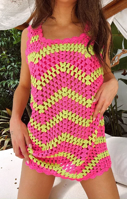 Tara Mini Dress ~ Watermelon Wave Crochet