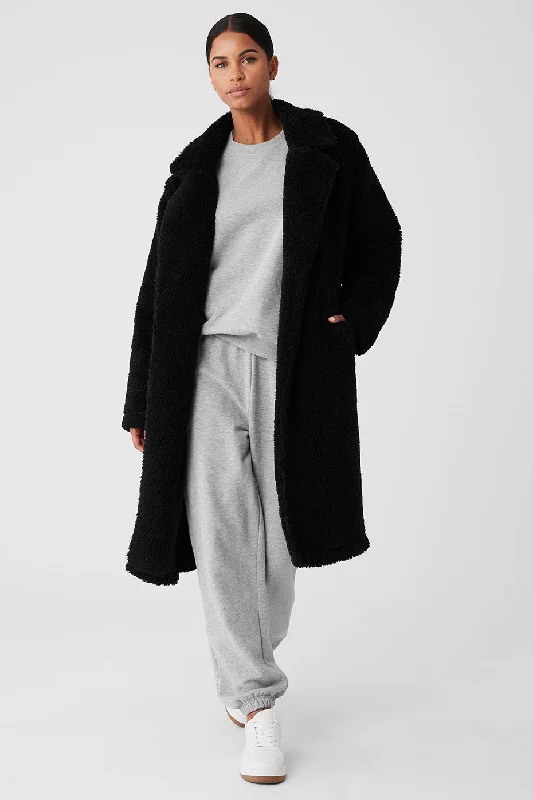 Oversized Sherpa Trench - Black