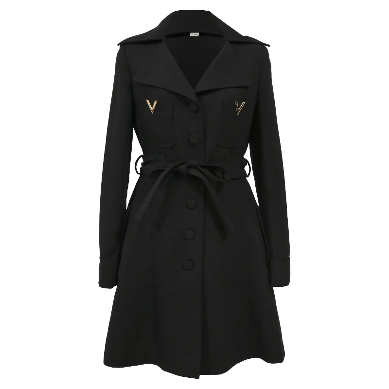 Valentino Belted Coat in Black Wool