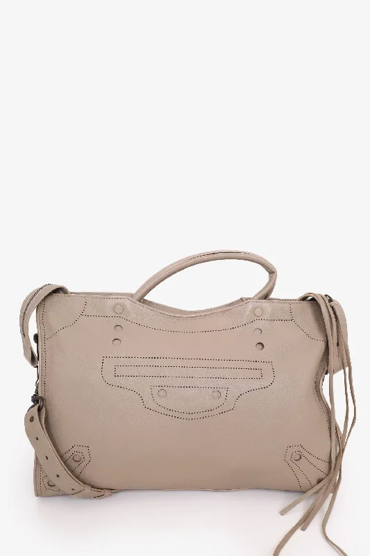 Balenciaga Taupe Leather 'Blackout' Top Handle with Strap