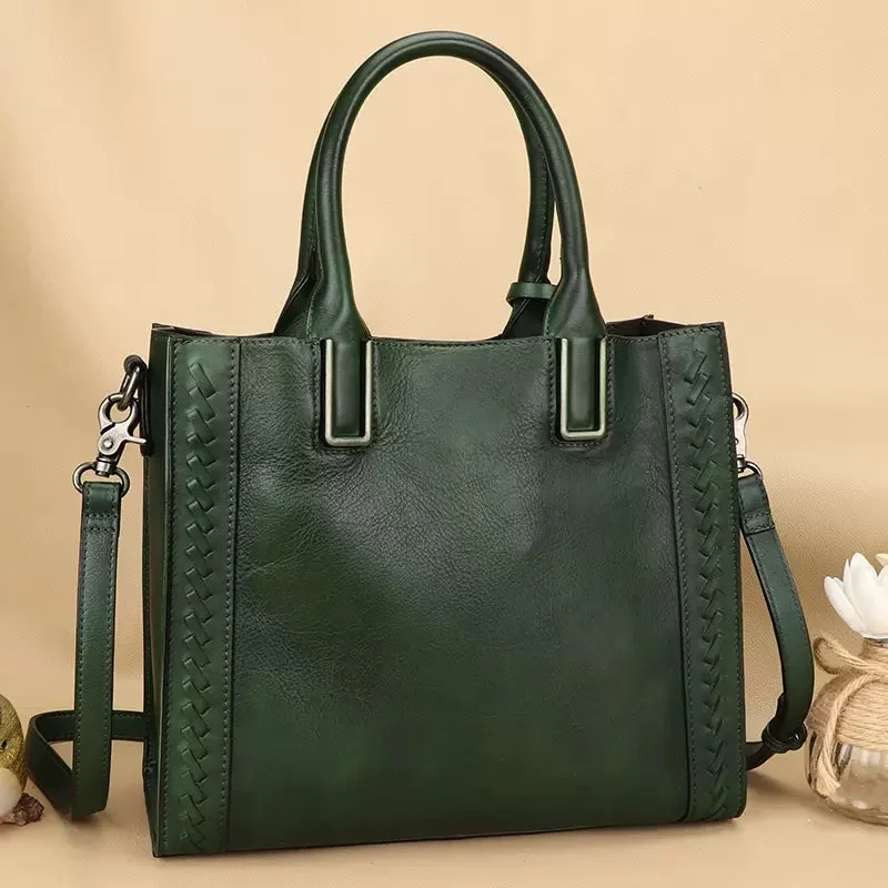 Classy Ladies Small Leather Tote Bag Top Handle Handbag For Women