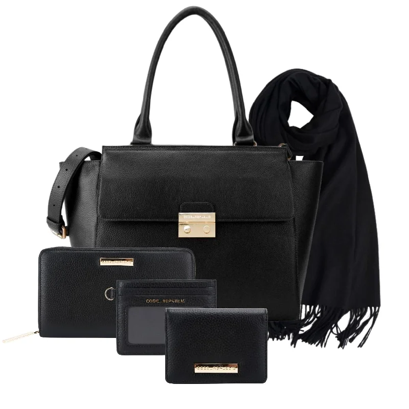 DANIELLE DESIGNER LAPTOP HANDBAG | BLACK LEATHER | [LIMITED EDITION BUNDLE]