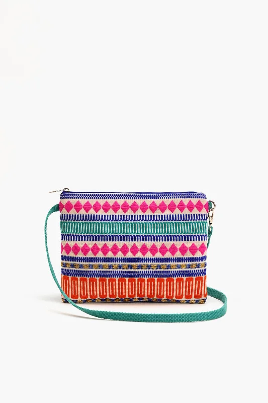 Mexican Striped Spring Top Zip Clutch