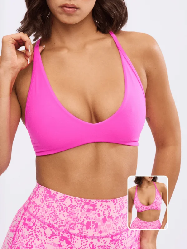 Girlfriend Reversible Sports Bra - Candy Crush and Pink Fashun Print