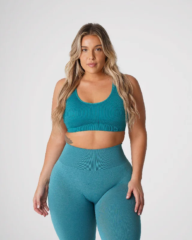 Teal Galaxy Ribbed Seamless Bra