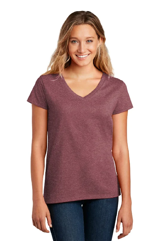 District Womens Re-Tee Short Sleeve V-Neck T-Shirt - Heather Maroon