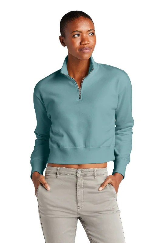 District Womens V.I.T. Fleece 1/4 Zip Sweatshirt - Eucalyptus Blue