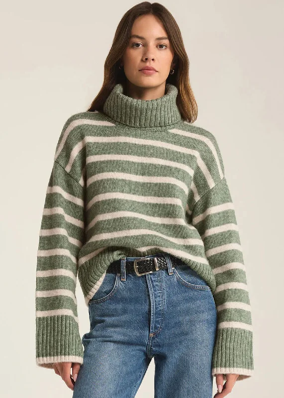 Josephine Stripe Sweater - Palm Green