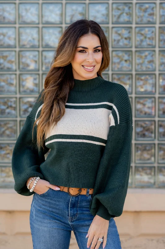 Mid Stripe Mock Neck Sweater