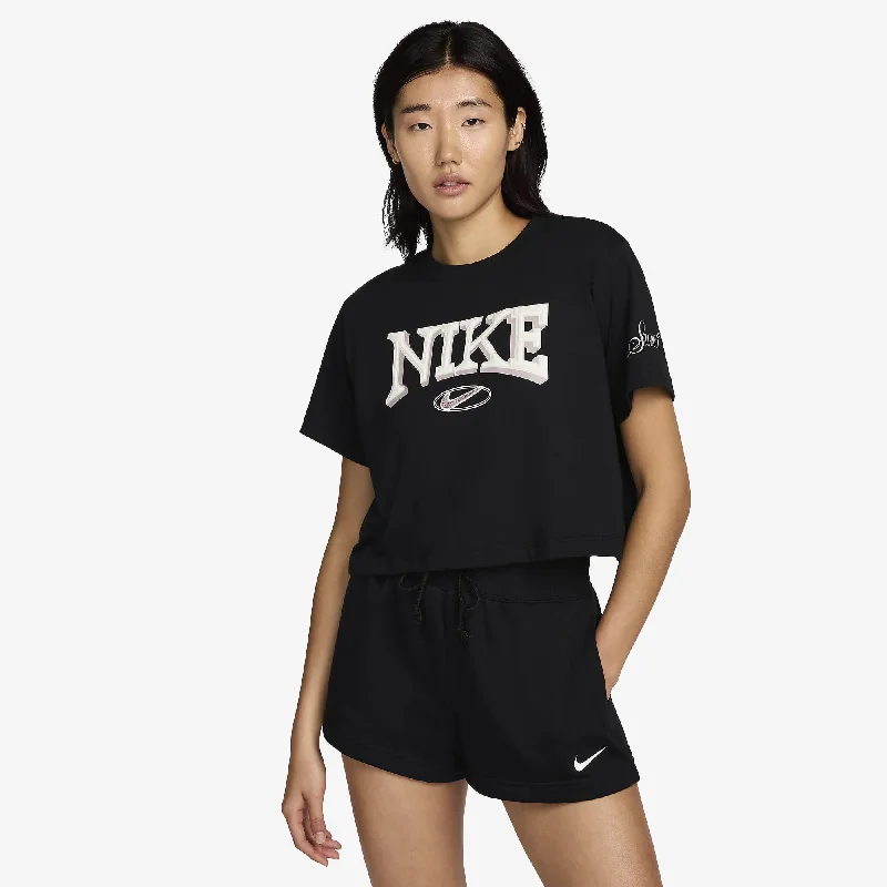 NIKE | WMN'S LOOSE SHORT-SLEEVE CROPPED T-SHIRT { BLACK