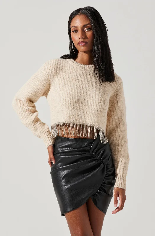 Palmer Rhinestone Fringe Sweater