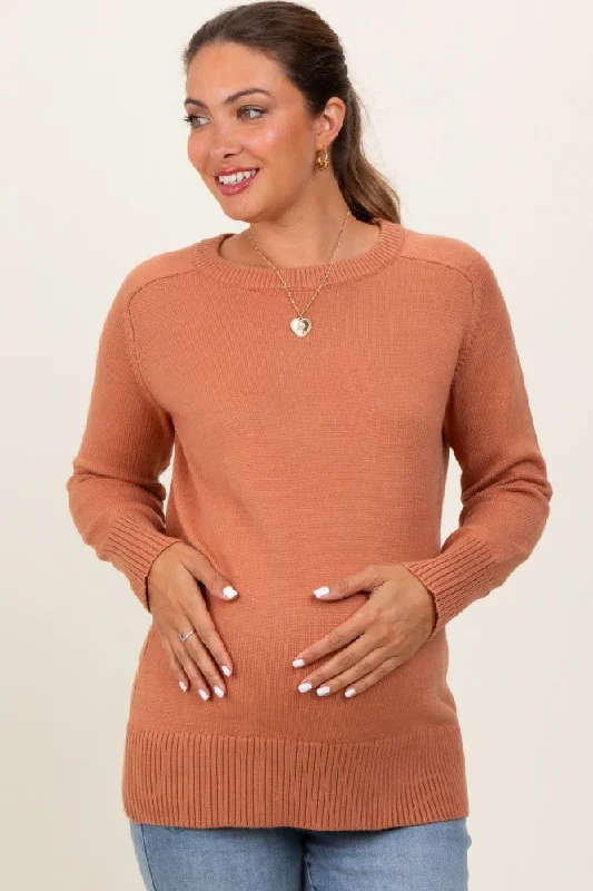 Peach Basic Relaxed Fit Maternity Sweater