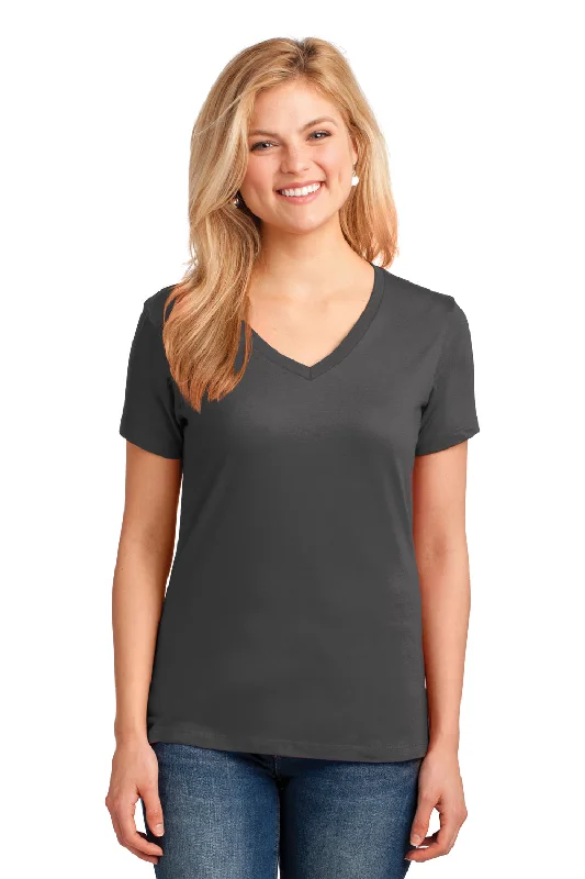 Port & Company Womens Core Short Sleeve V-Neck T-Shirt - Charcoal Grey