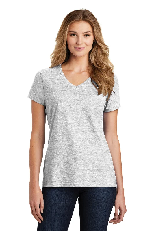 Port & Company Womens Fan Favorite Short Sleeve V-Neck T-Shirt - Ash Grey - Closeout