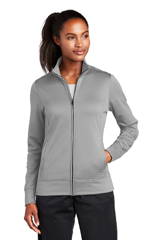 Sport-Tek Womens Sport-Wick Moisture Wicking Fleece Full Zip Sweatshirt - Silver Grey