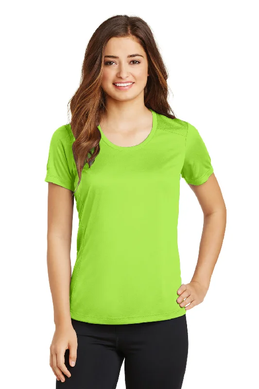 Sport-Tek Womens Elevate Moisture Wicking Short Sleeve Scoop Neck T-Shirt - Lime Shock Green - Closeout