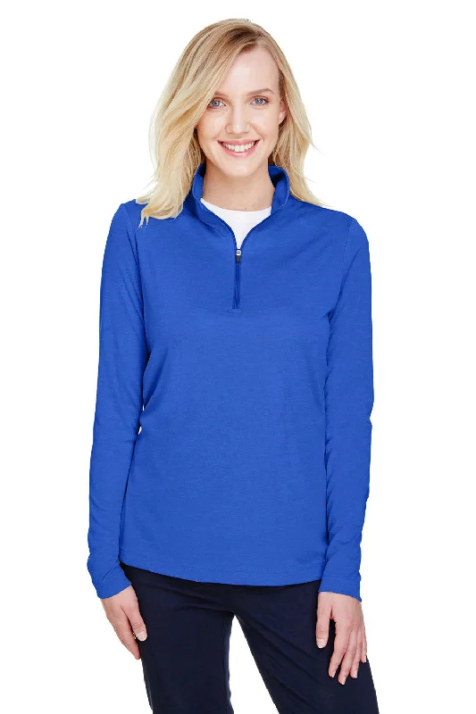 Team 365 Womens Zone Sonic Performance Moisture Wicking 1/4 Zip Sweatshirt - Heather Royal Blue