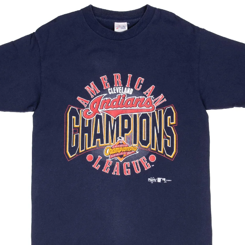 VINTAGE MLB CLEVELAND INDIANS CHAMPIONS 1997 TEE SHIRT MEDIUM MADE IN USA