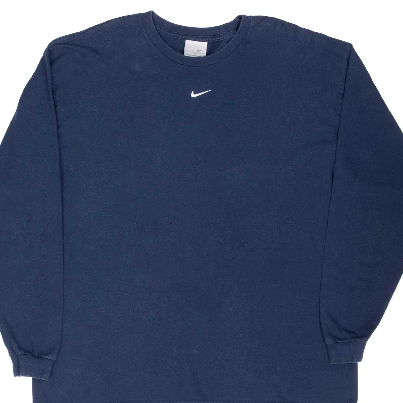 VINTAGE NIKE CENTER SWOOSH NAVY LONG SLEEVE TEE SHIRT 2000S XL