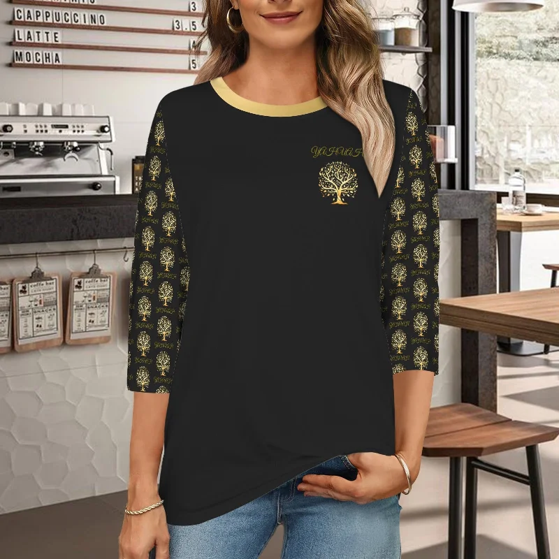 Yahuah-Tree of Life 01 Elect Ladies Designer Round Neck Half Sleeve T-shirt